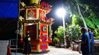 夜間的環保金亭也很美／雙層屋簷／神爐企業監製／金屬爐SU304