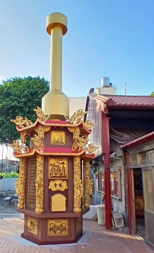 環保金爐/雙層屋簷/紅寶花崗石石材/金屬爐/燒金紙
