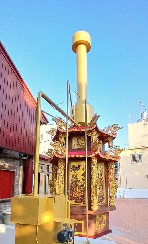 環保金爐/雙層屋簷/紅寶花崗石石材/金屬爐
